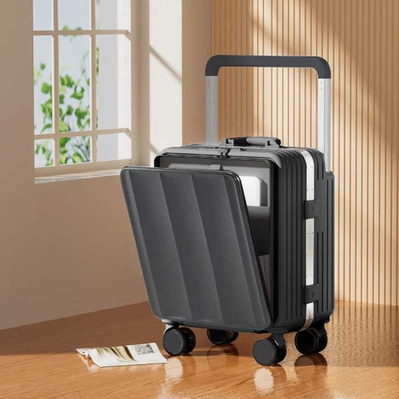 Wide Handle Suitcase 20 inch CarryOns Luggage Aluminum Frame Password Lock Universal Wheel PC Durable Zipper Trolley Case Z250905