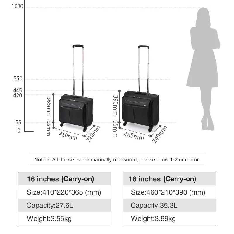 Hanke Men Business Travel Luggage Women Carry On Suitcase Spinner Wheels Rolling Bag 16 18 Inch Z250905