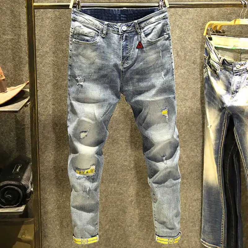 New Designer Korean Style Clothes Mens Casual Slim Denim Pencil Spring Autumn Skinny Ripped Classic Jeans Cowboy Pants for Men W250905