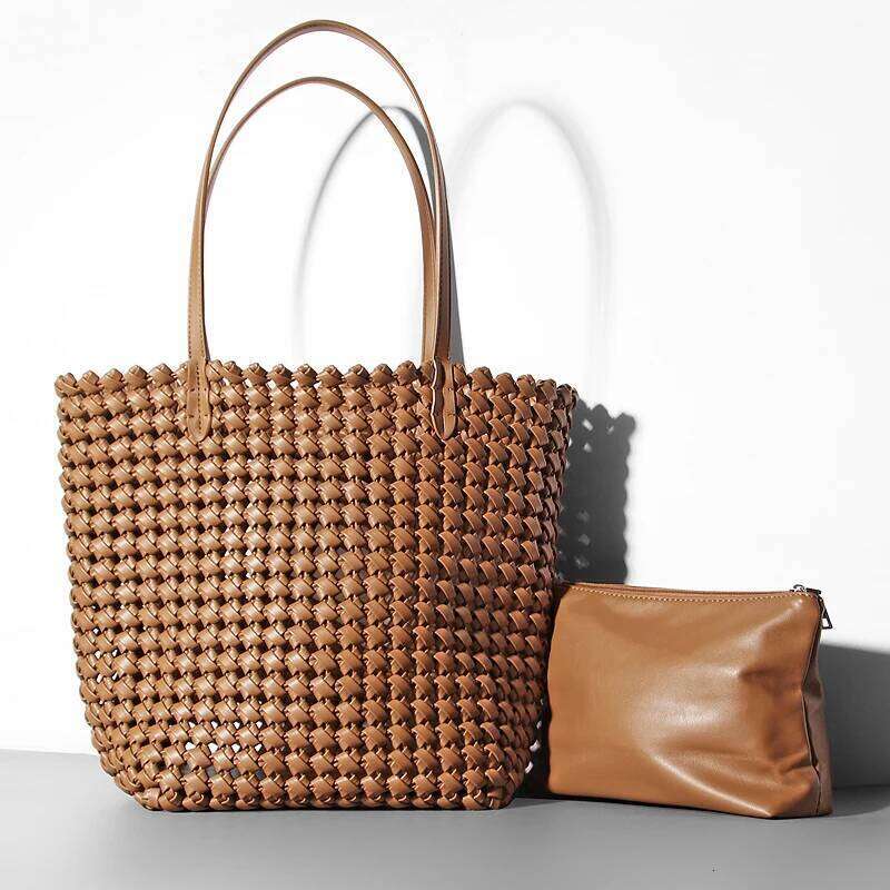 Trend Hollow Out Fashion Handbags and Purses For Women Designer Shopper Shoulder Woven Ladies Tote Female's Beach Bag