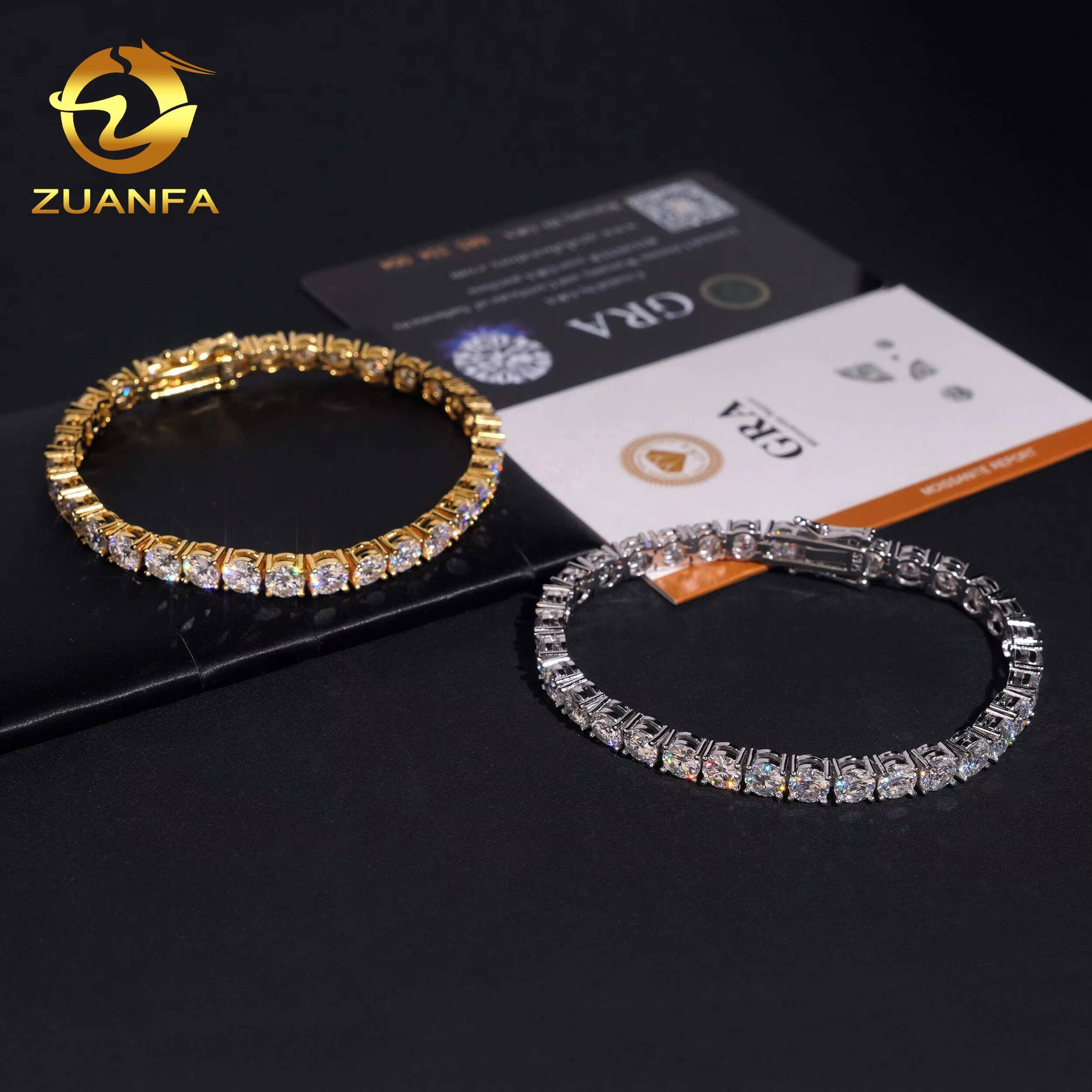 Local Stock Fast Shipping High Quality GRA Certificate Hip Hop 925 Silver 5mm VVS Moissanite Tennis Chains