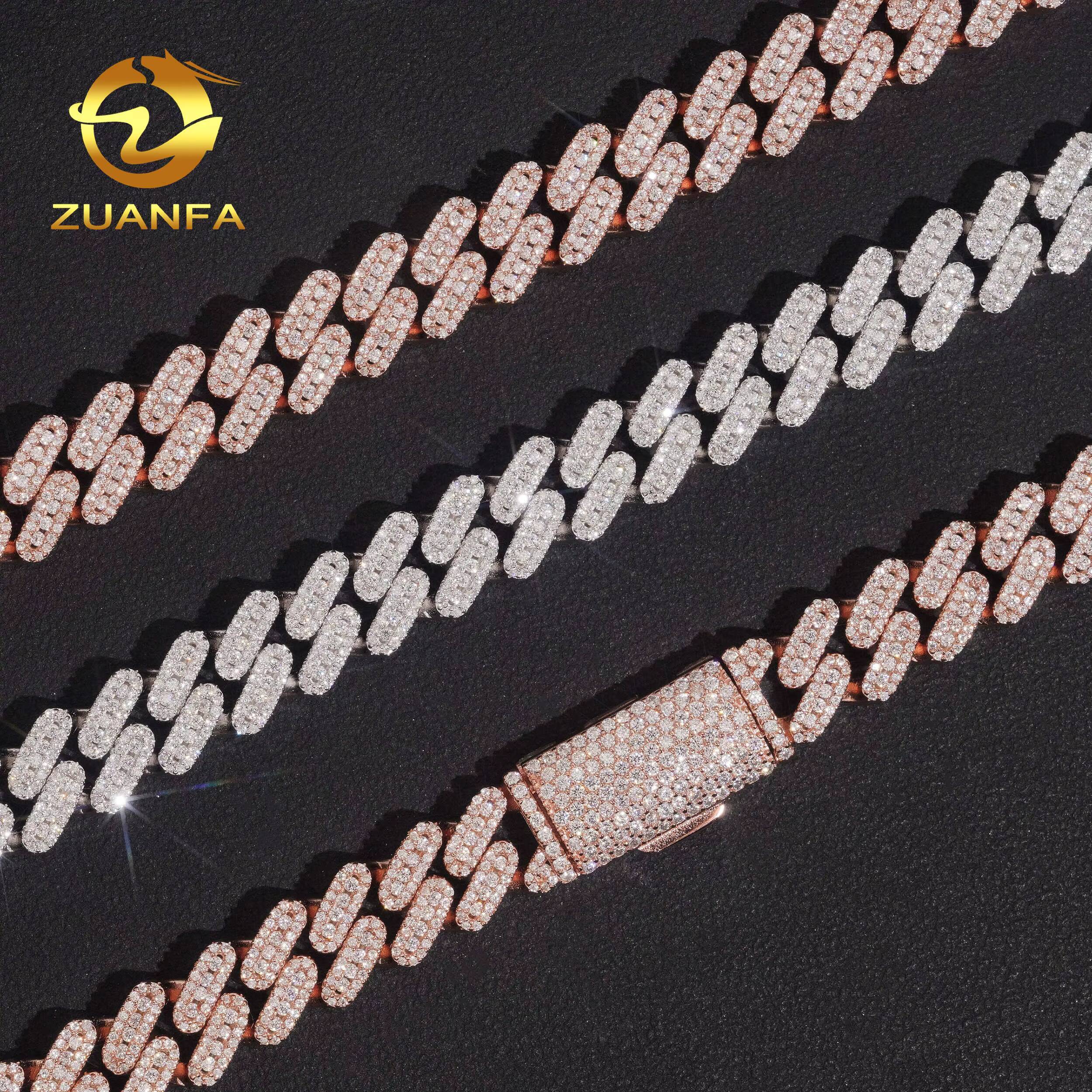 Wholesale 10mm Luxury Hip Hop Jewelry Men Cuban Necklace Sterling Silver Hola Design VVS Moissanite Diamond Cuban Link Chain