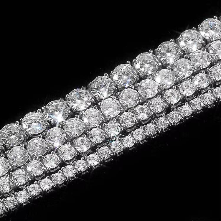Mens 3mm 4mm 5mm 18k White Gold Plated Moissanite Moissaniteia Tennis Link Chain High Quality Diamond Necklace Choker