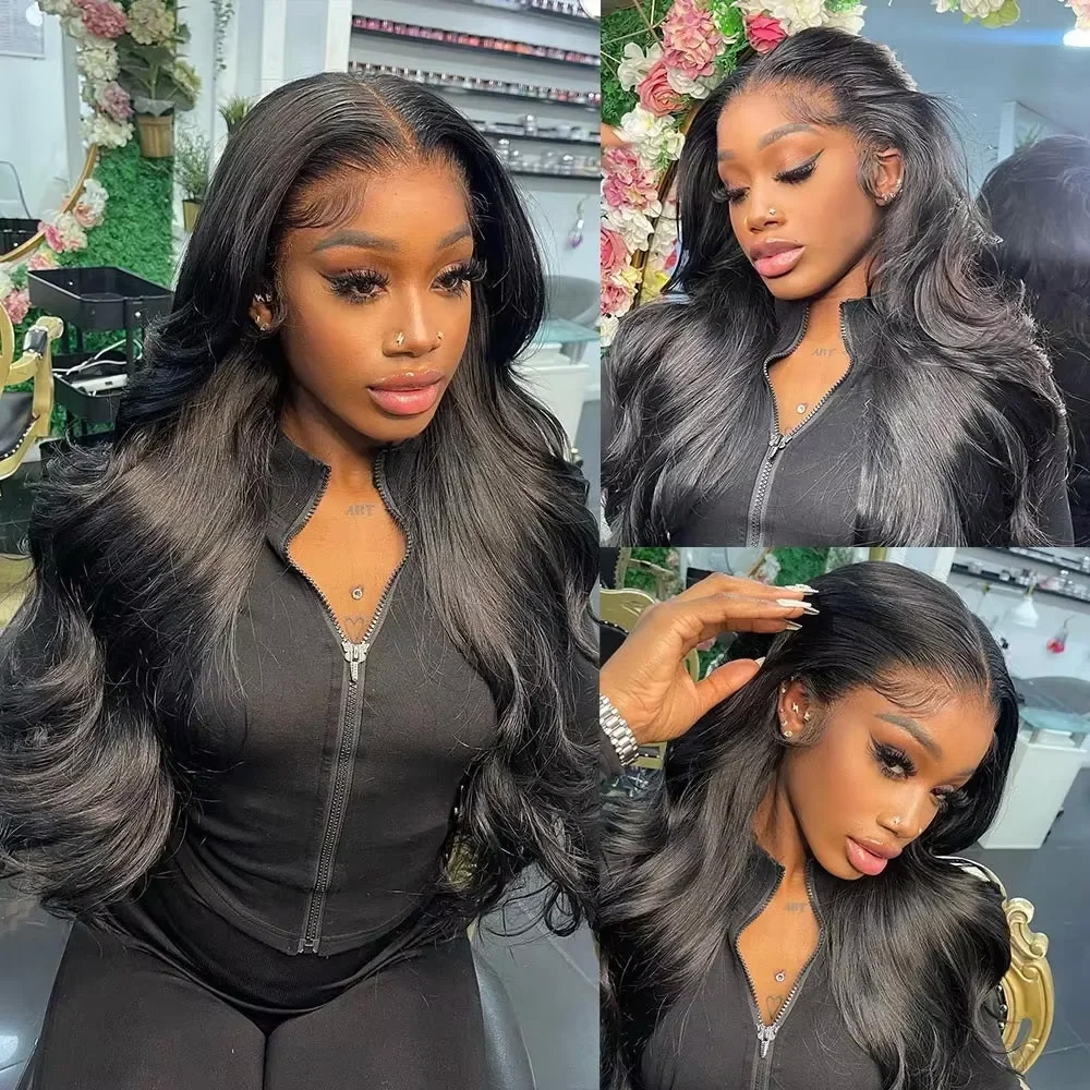 220 Density 13X6 Hd Lace Front Wig Black Body Wave Human Hair Wigs 100% Human Hair Water Wave Pre Plucked 30 Inch Transparent Lace Frontal Wigs Ready 