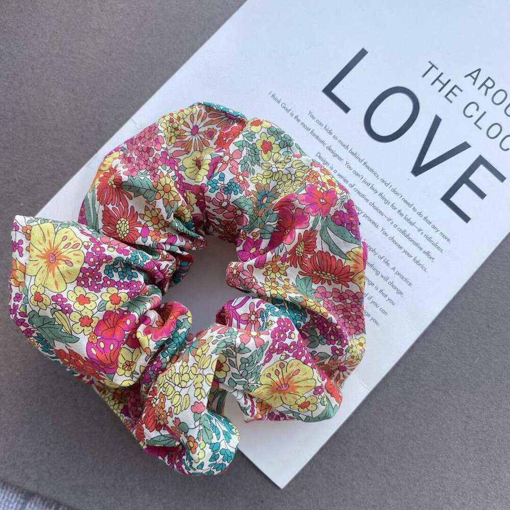 DH collections Large Colorful Garden - themed Chunky Elastic Hair Ties with Liberty Print