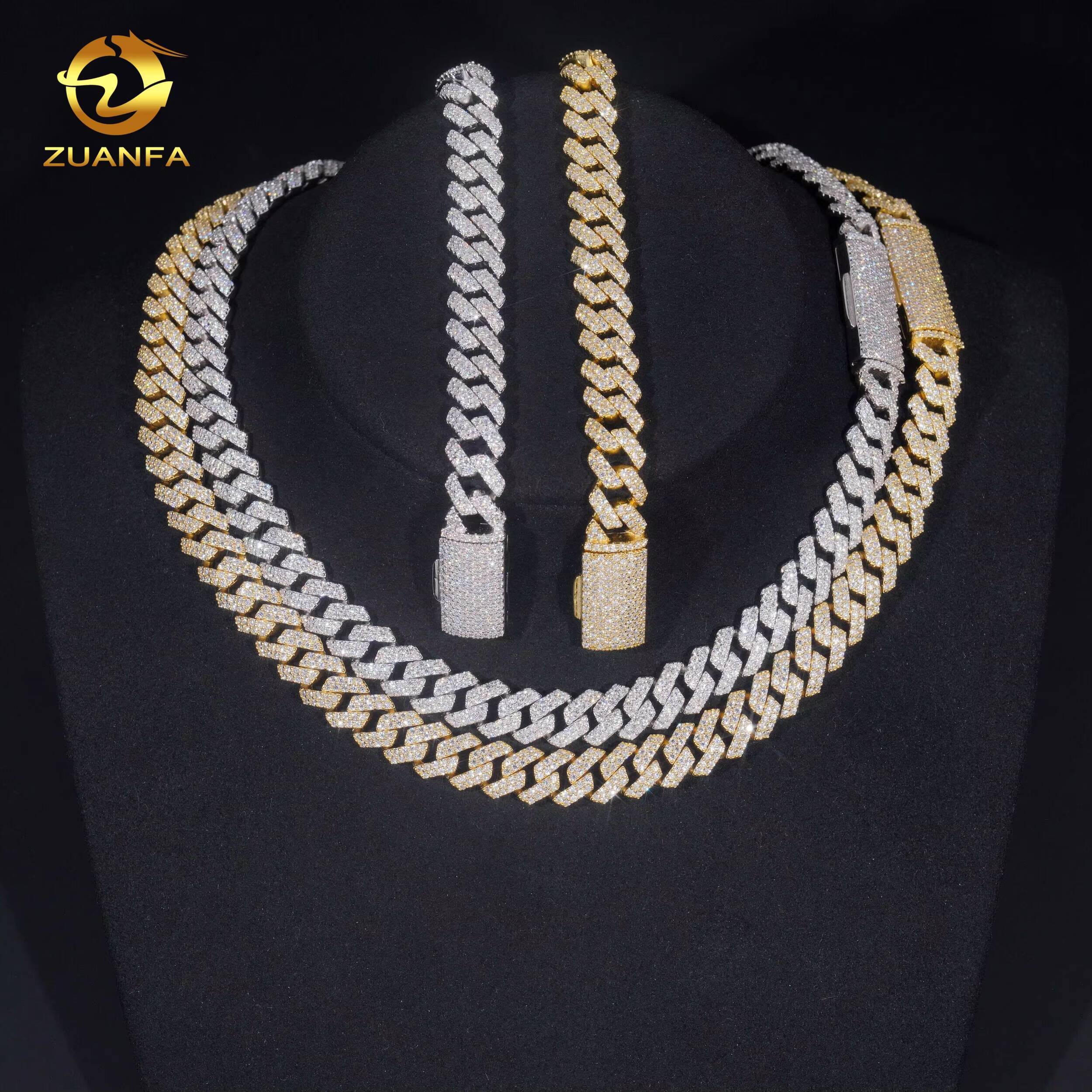 10mm 2Rows Sale Promotion Fine Jewelry Iced Out Diamond Cuban Link Chain Hip Hop Jewelry VVS Moissanite Men Necklace Bracelet