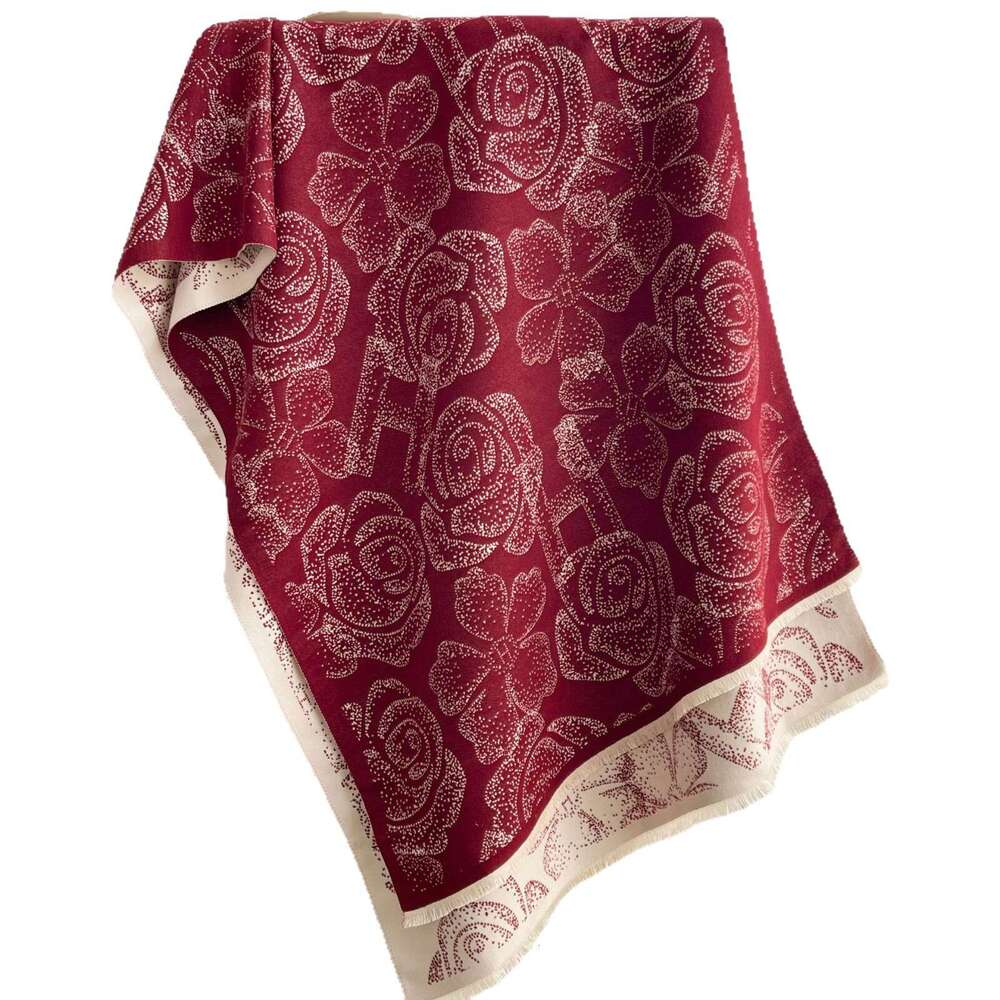 Scarf for Women Autumn Winter Imitation Cashmere Camellia Neck Warmer Versatile Fashion Double-Sided Thickened Couple's Warm Shawl