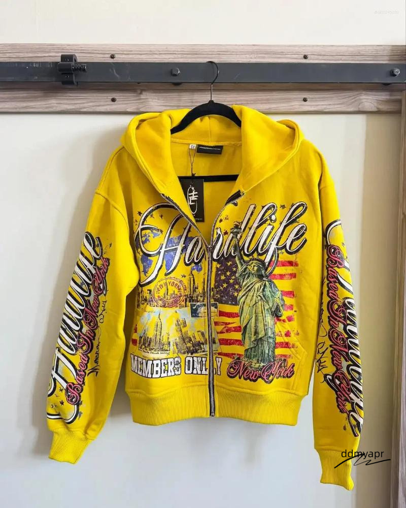 Men's Hoodies American Retro Letter Casual Loose Zipper Hoodie Men Street ddmydec Hip-Hop Fashion Haruku Oversized Sweatshirt Women ddmydec