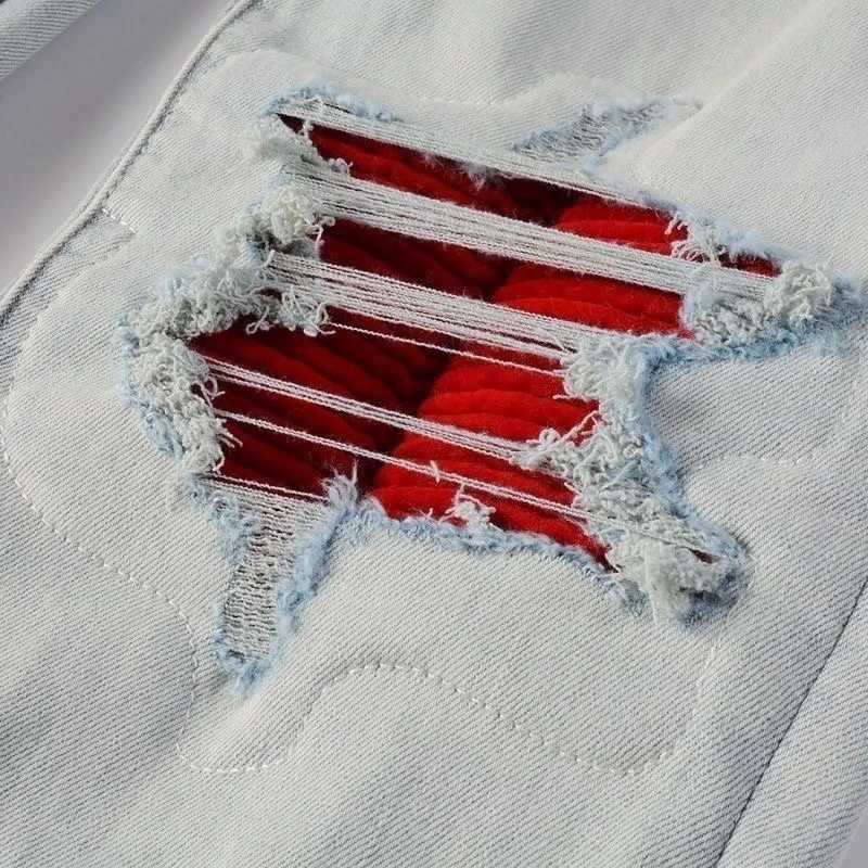 Spring and Autumn New Trend Solid Color Straight Tube Ripped Stretch Jeans Men Casual Comfortable Breathable HighQuality Jeans W250905