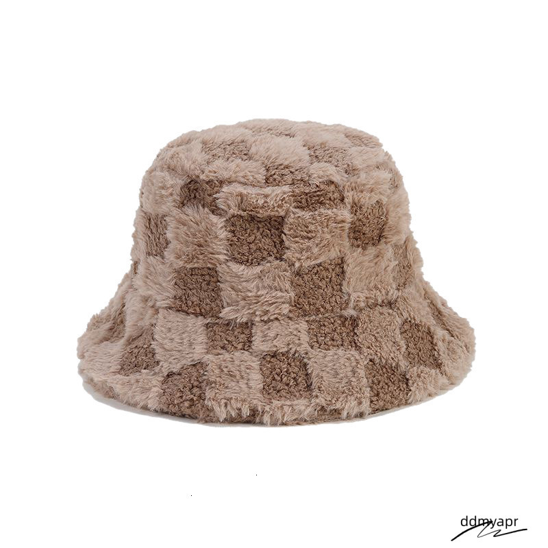 Autumn Winter Solid Color Plaid Fisherman Unisex ddmyday Outdoor Artistic Versatile Bucket Thickened Warm Sun Hat 250710 ddmyday ddmyday