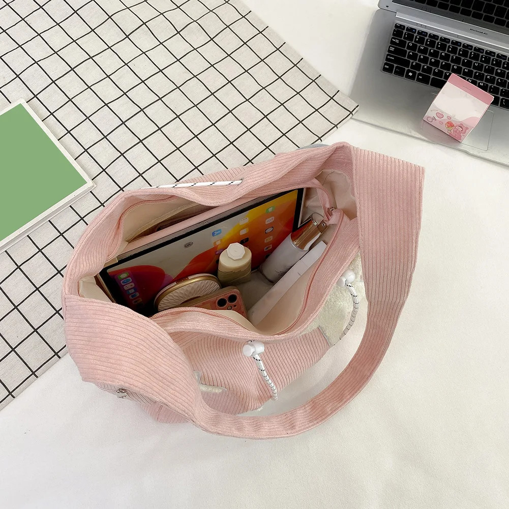 Women Star Pattern Corduroy Crossbody Bag Casual Tote Lady Simple Large Capacity Shoulder Bag Travel School Bookbag Handbag 250903