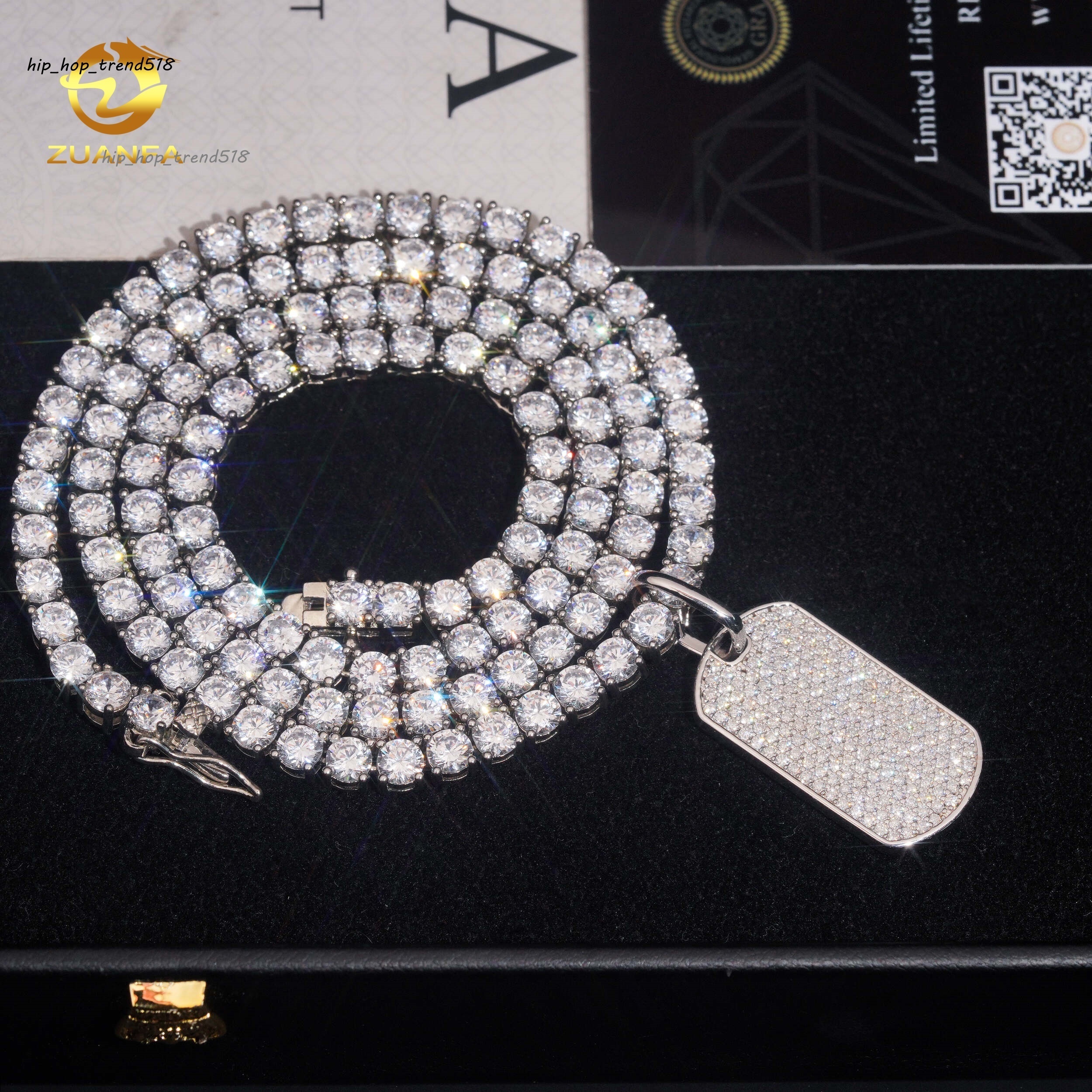 925 Silver New Design Moissanite Small Charm Pendants Hip Hop Jewelry Iced Out Fashion Pendant Tennis Necklace Set for Gift