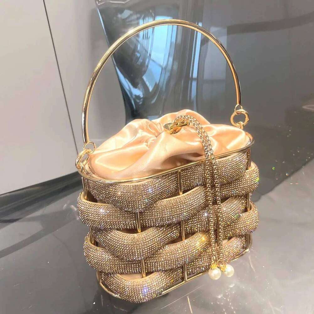 Designer Bags 2025 Handmade Rhinestones Evening Clutch Bag Purses And Handbag Designer Shoulder Shiny Crystal Clutch Purse Bucket Bag Luxury Bag