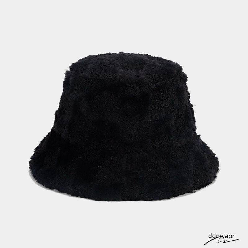 Autumn Winter Solid Color Plaid Fisherman Unisex ddmyday Outdoor Artistic Versatile Bucket Thickened Warm Sun Hat 250710 ddmyday ddmyday