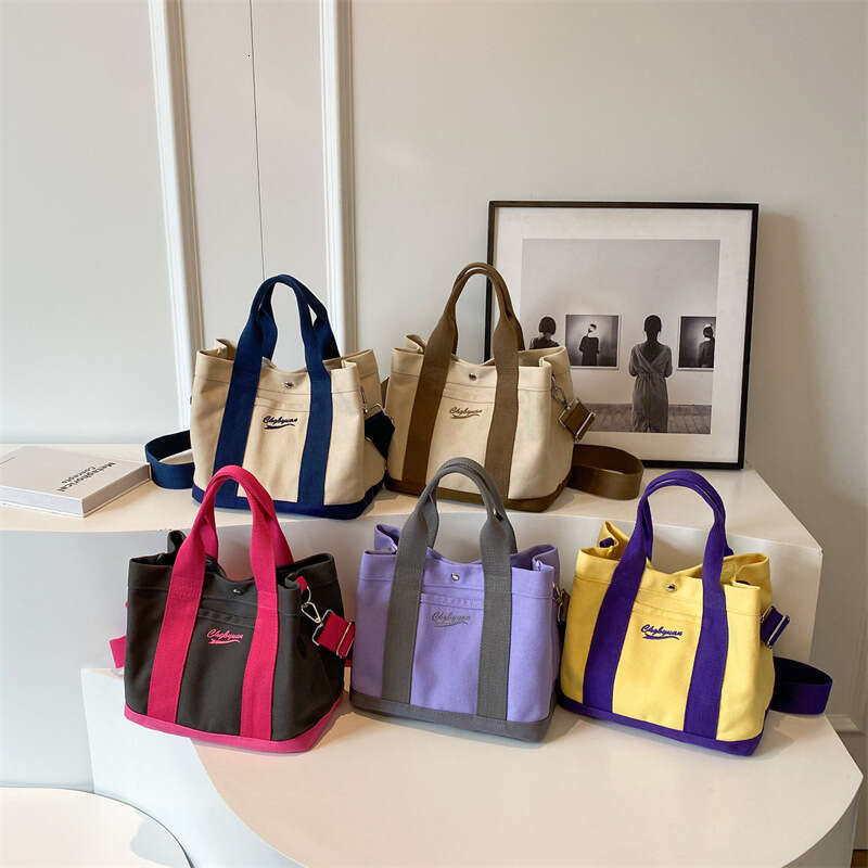 Canvas Layered with Letter Embroidery, Commuter Lunch Student Multi-layer Crossbody Bag, Mommy Bag