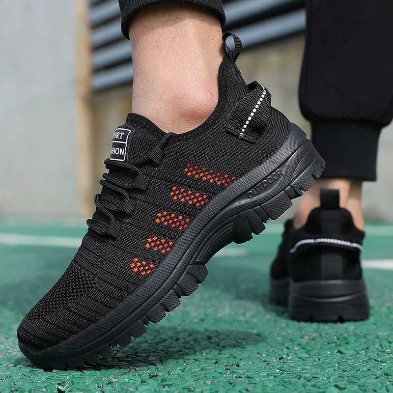 Trendy Mens Outdoor Running Sneakers Breathable Nonslip Comfortable Walking Casual Shoes New Male Footwear Lace Up Flat Shoes Z250905