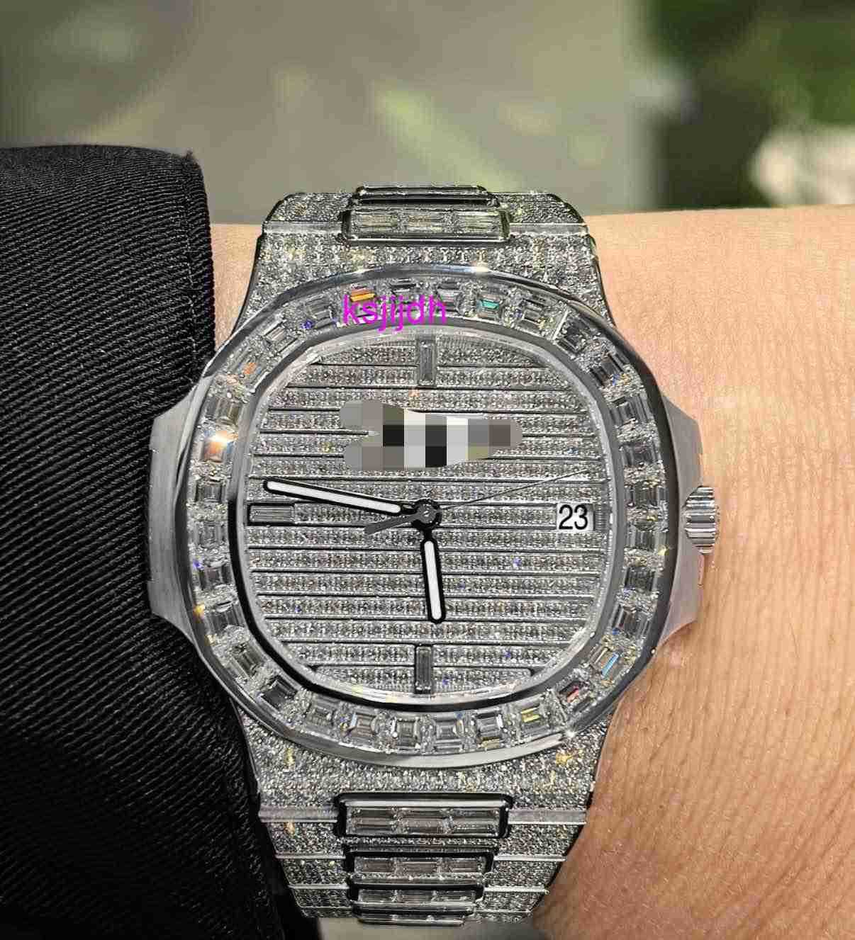 Luxury Watch 18k Platinum Porthole Structure Watch Case 5719/10 G-010 Set with 32 Rectangular Diamonds on the Outer Ring Swiss Movement Handly26 Pass Test Diamond