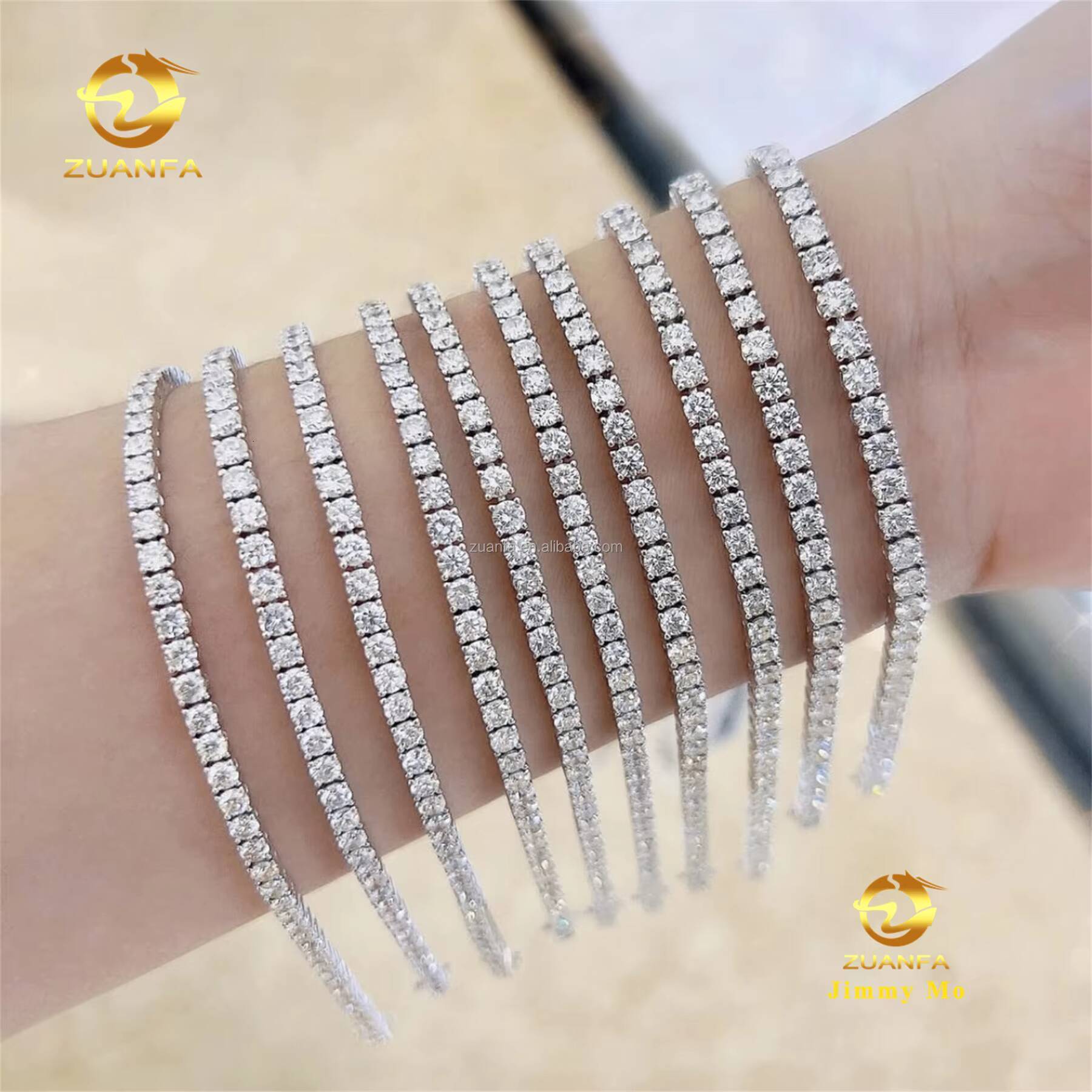 Customized Classic Style 10k Real Gold 2mm 3mm 4mm 5mm Luxury Hip Hop Jewelry D Color Lab Grown Diamond Tennis Chain Bracelets