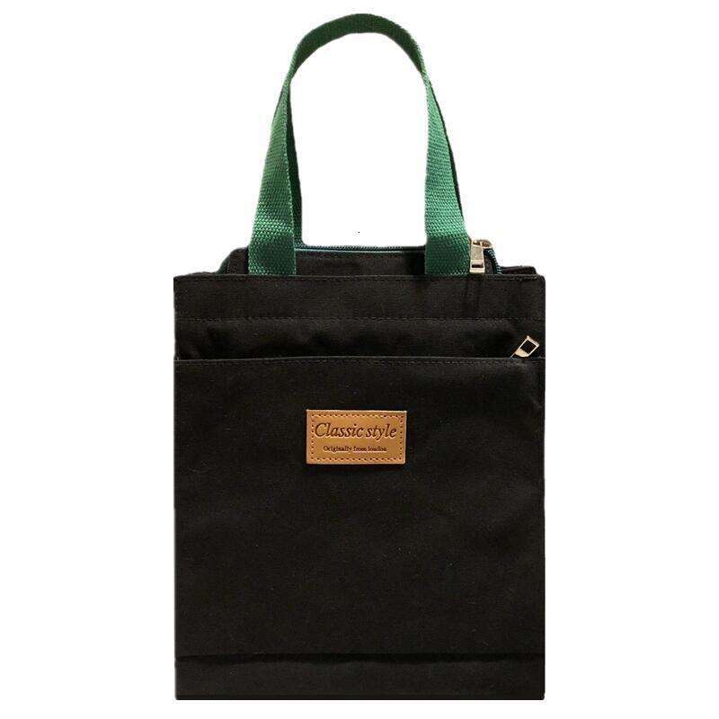 Fashion Multi-layer Canvas Solid Color Tote for Men and Women, Student Casual Mommy Bag, Simple Office Water Bottle Storage Bag