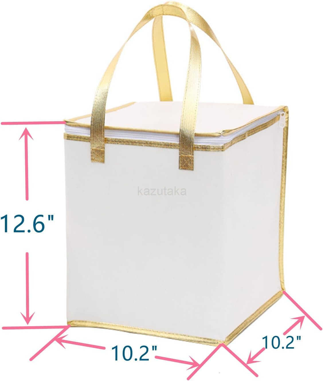 2Pack 118118138 Same Size Reusable Insulated Zipper Aluminum Foil Tote Bag Suit for Picnic Cake Fruit Drink Refrigeration Also for Delivery of Takeawa