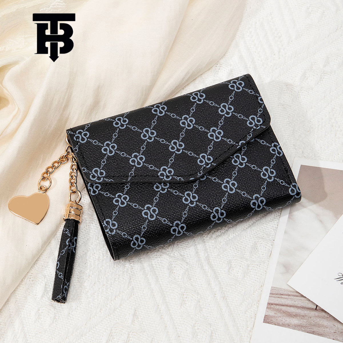 Luxury Bag TB BHULAMTE Designer Bag Vintage Print Multifunctional 70% Off Short Wallet New Tassel Pendant Decorative Clutch Portable Women's Coin