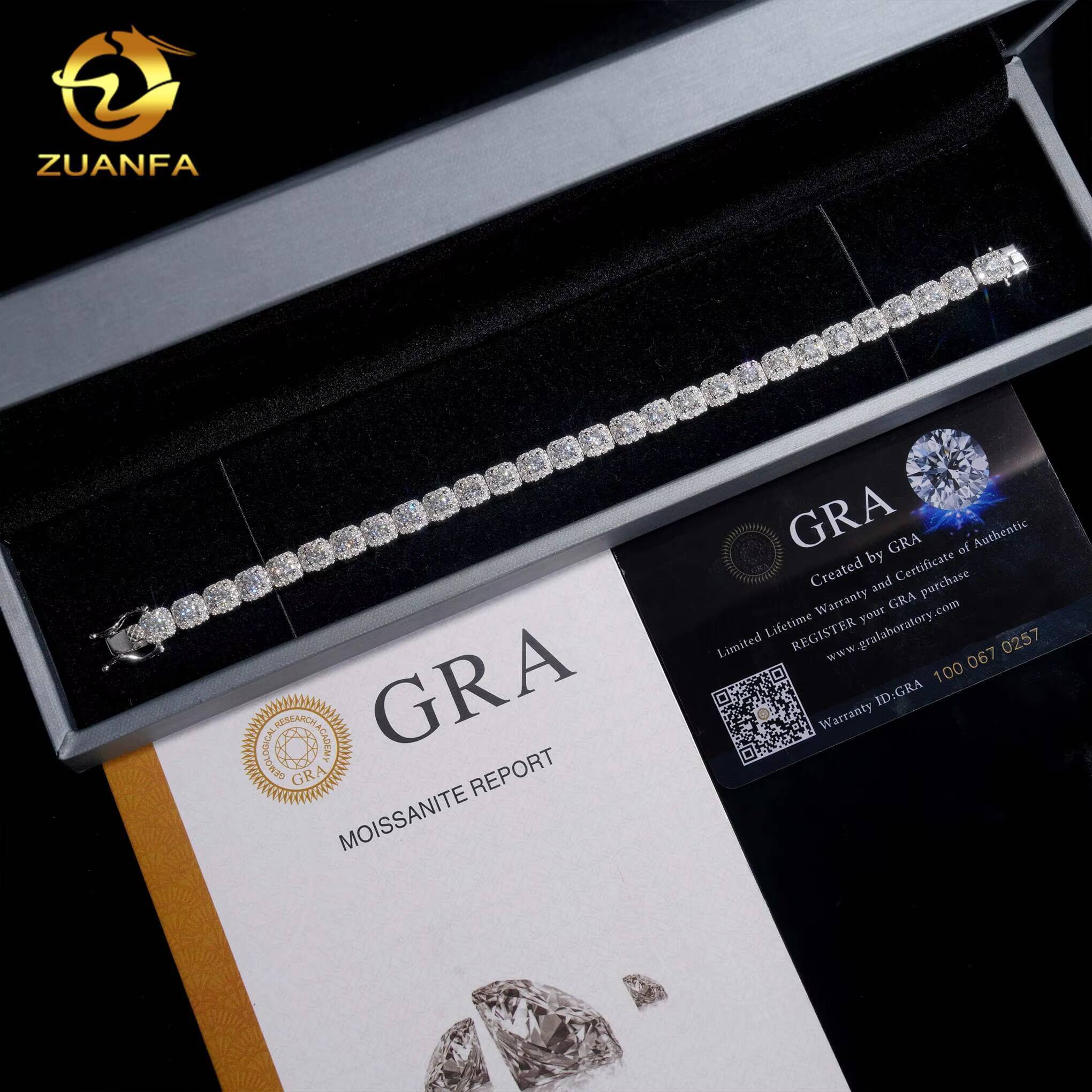 Custom Sparkling Cluster Bracelets 18k Gold Plated Silver VVS Gra Certified Moissanite Lab Diamonds Iced Out Men Bracelet