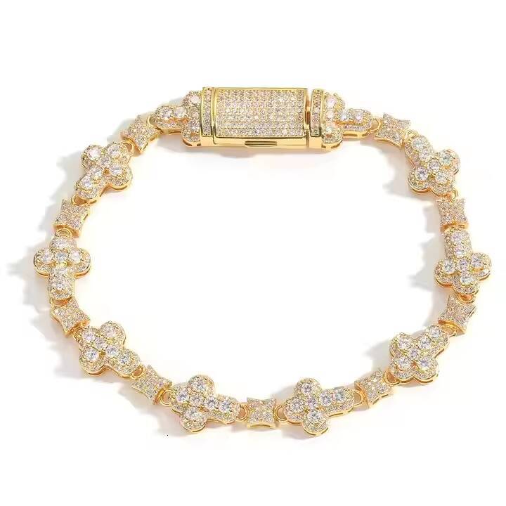 BES Fashion Hip Hop 10 MM Unique Cross Tennis Chain Necklace Iced Out Zircon Gold Plated Mens Necklace Jewelry Anniversary