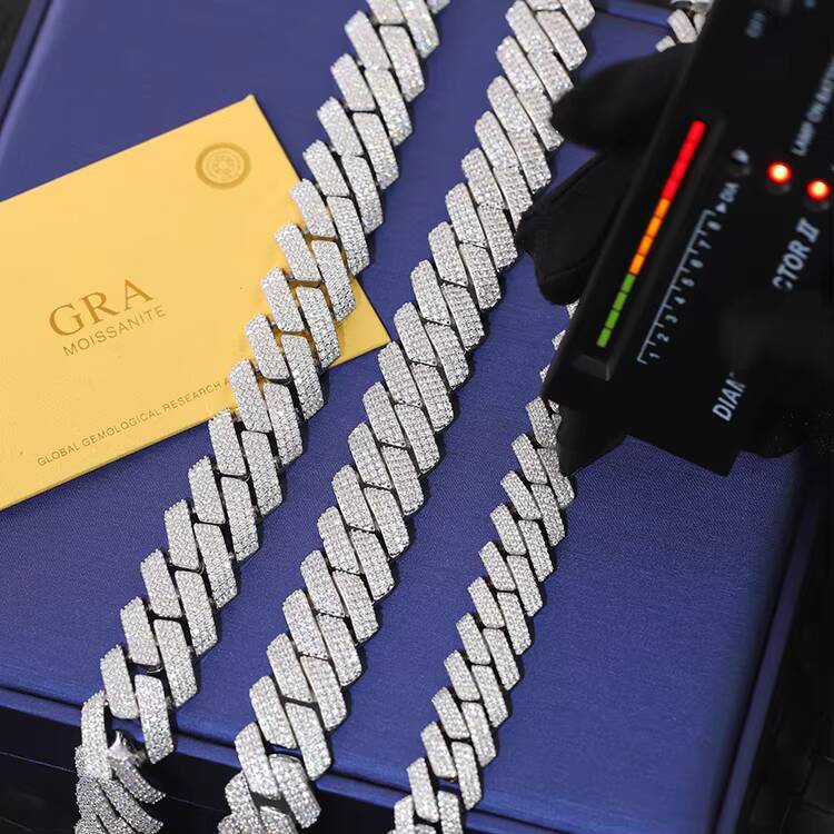 Yu Ying Heavy Weight 925 Silver 3 Rows 15MM 20MM Pass Diamond Tester Moissanite Link Cuban Chain for Men Necklace