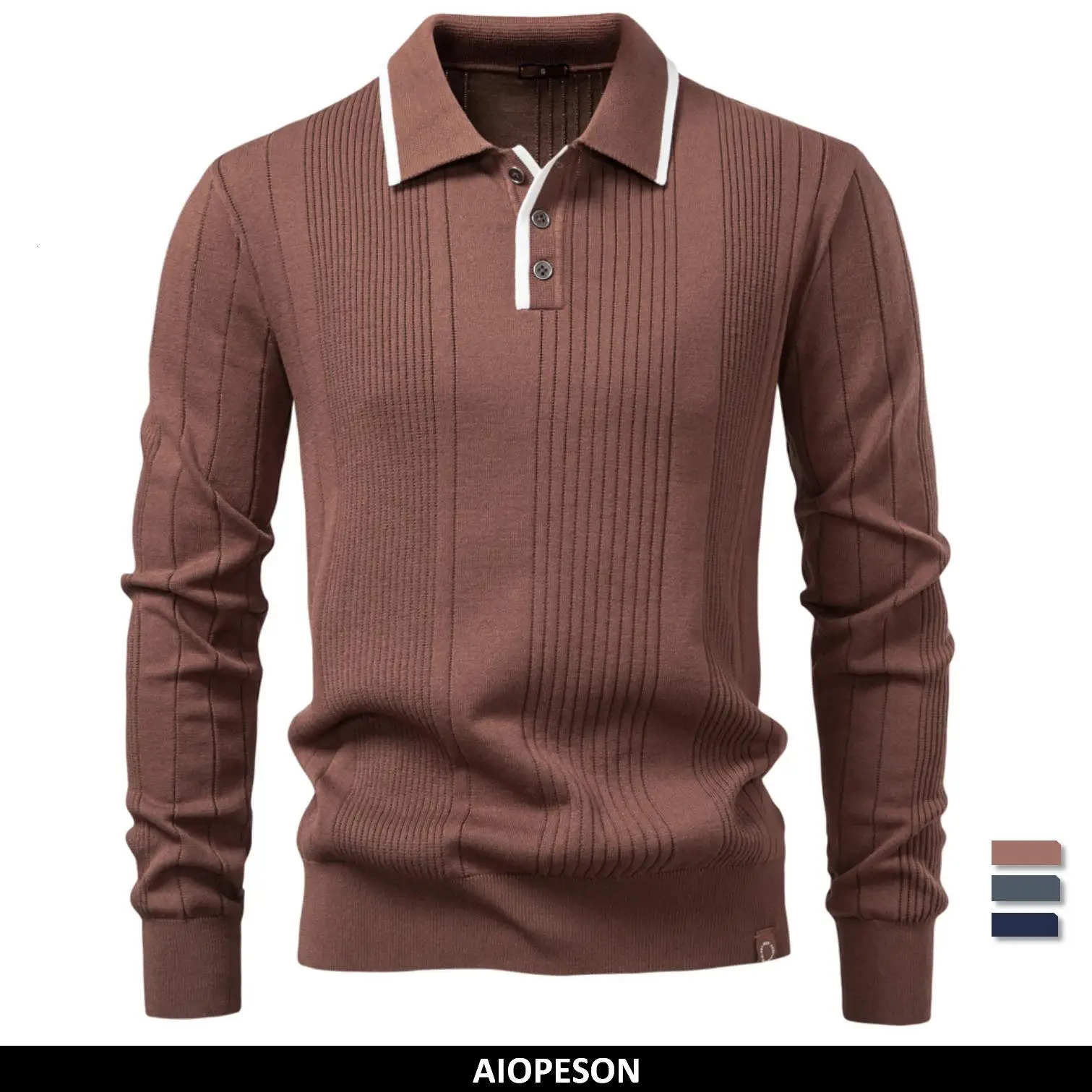 Top Button Down Polo Shirt Men Solid Color Long Sleeve Fall Winter y Warm Touch Business Casual Mens Sweatershirt 250905