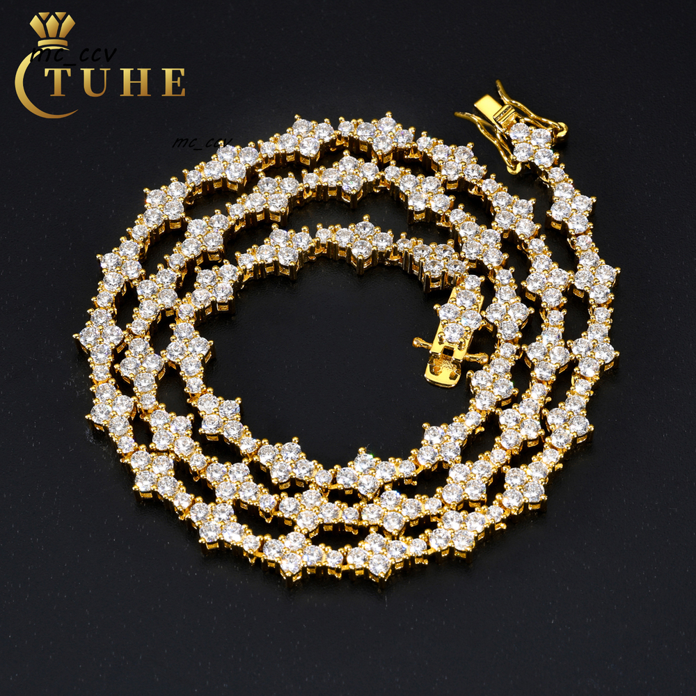 New Arrival Rapper Jewelry 7mm 925 Sterling Silver Iced Out White Gold Pass Diamond Tester Moissanite Cross Tennis Chain