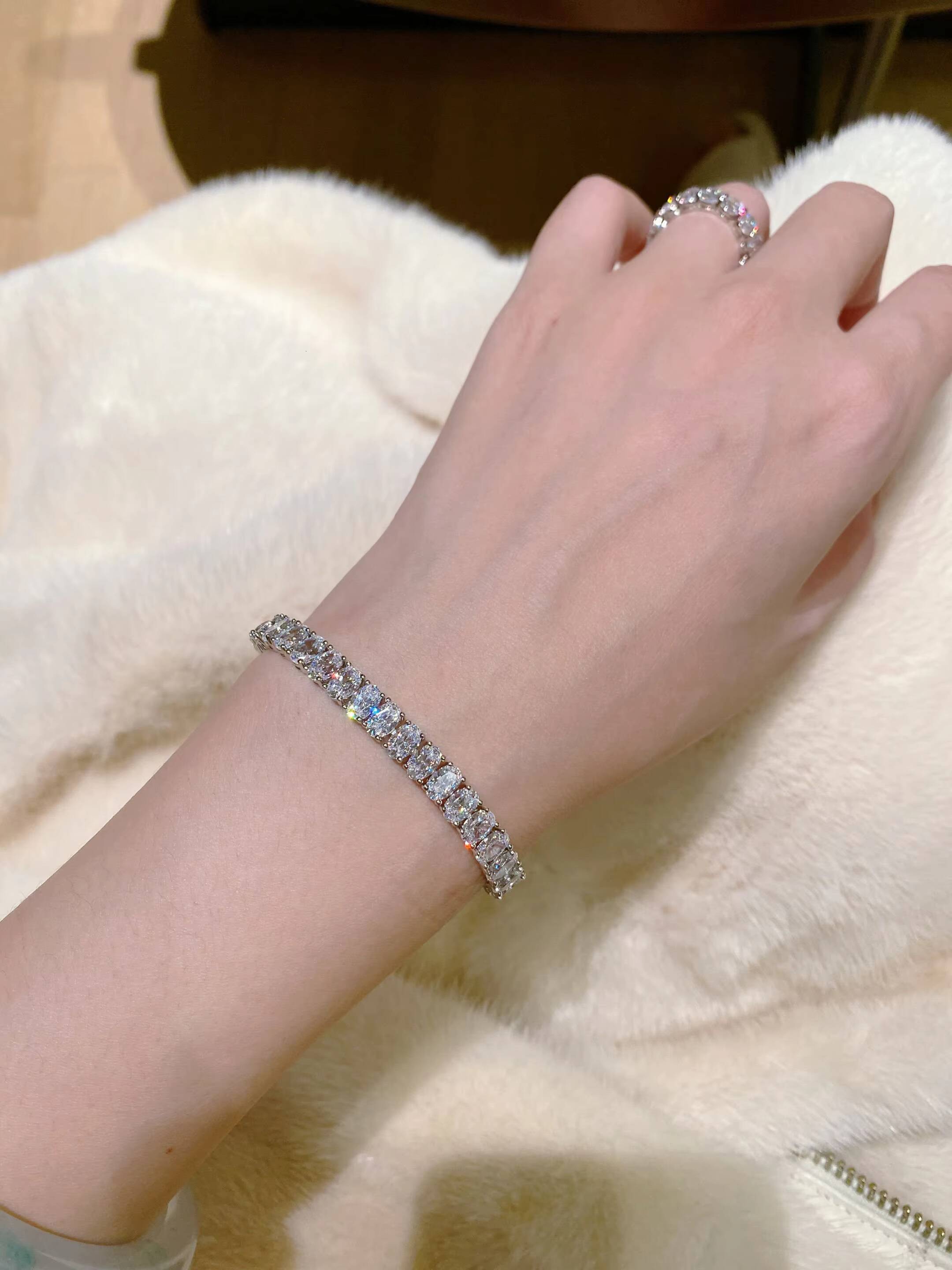 VOAINO 18K 14K Gold Oval Cutting Vvs1 2mm 4mm Jewelry Link Chain Lab Grown Diamond Created Gems Tennis Bracelets