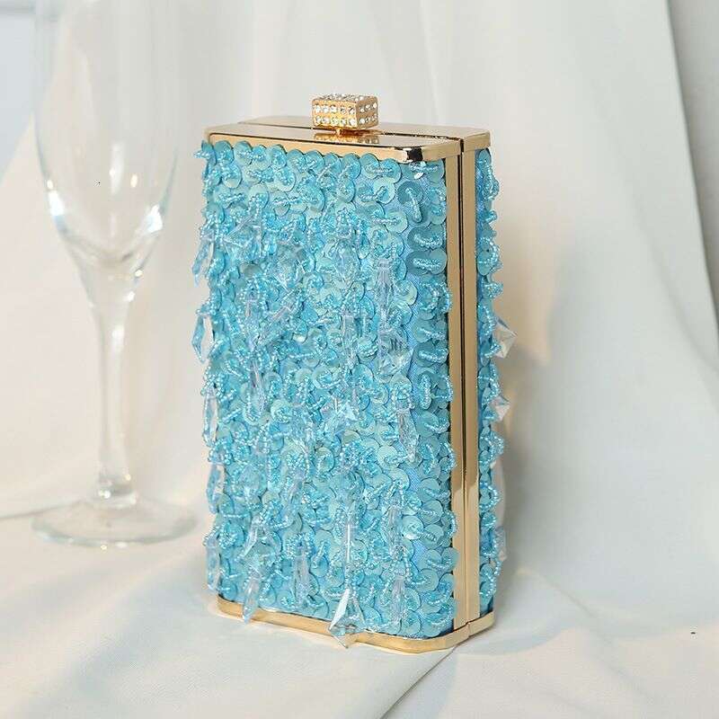 Women's Evening Bags Vintage Handmade Beaded Dinner Vertical Small Square Bag Banquet Dress Handbag For Women