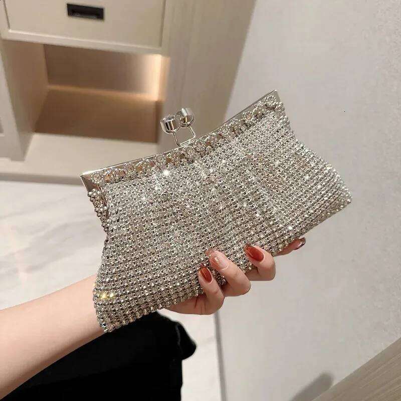 Women Rhie Evening Clutch Detachable Chain Wedding Purse Prom Banquet Handbag Female Elegant Party Shoulder Bag 240827