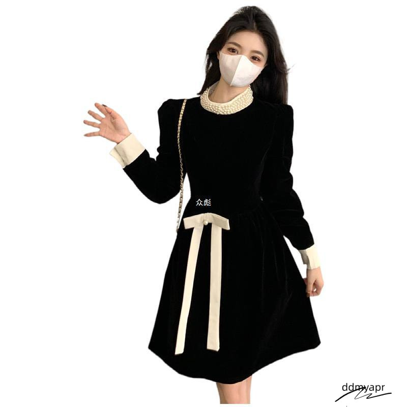 Large Size Women's Autumn/Winter French Hepburn Style Chubby Girl Appears Slim And Waist Ddmydec Tight Temperament Dress Ddmydec Ddmydec Ddmydec 