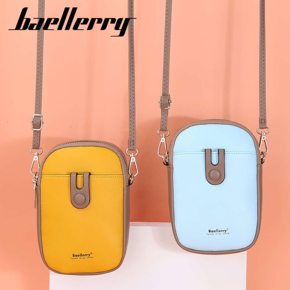 New BAELLERRY Crossbody for Women Korean Style Color-Block Zipper Women's Multi-Color Fashion Buckle Phone Bag