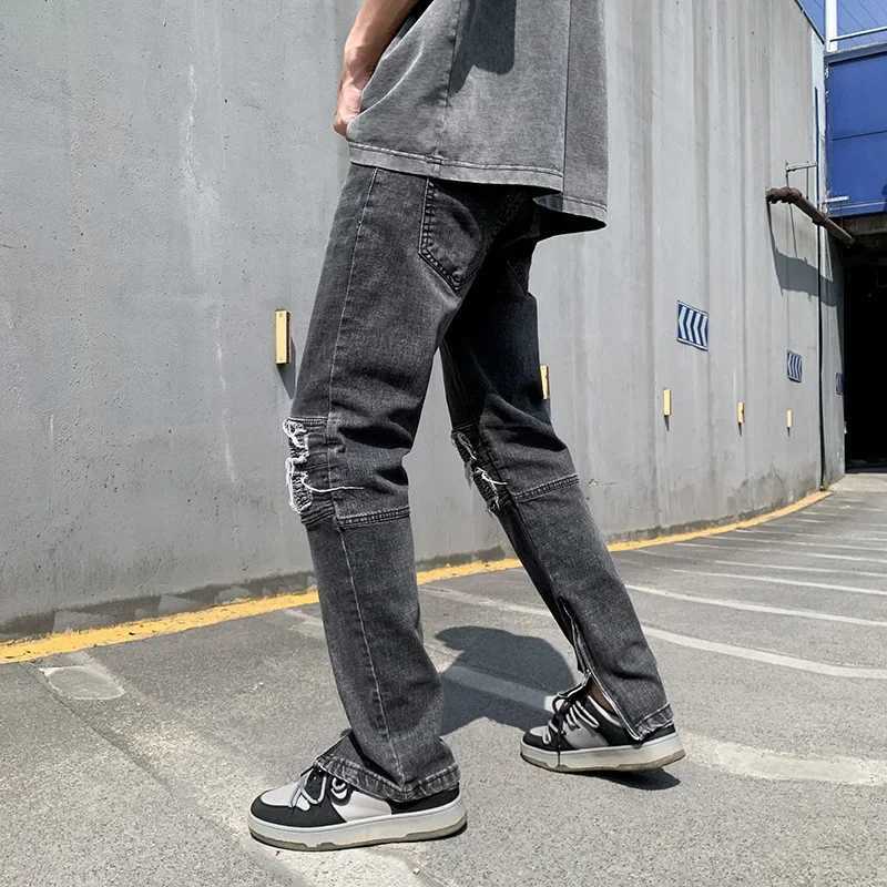 Four Seasons New Fashion Casual High Street Fashion Denim Long Pants for Men Retro Distressed New Style Wide Leg Jean Trousers W250905