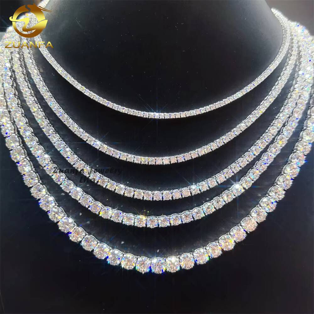 Cheapest Price 2MM 3MM 4MM 5MM Hip Hop Fine Jewelry Necklaces Sterling Silver DVVS Diamond Moissanite Tennis Chain Necklace