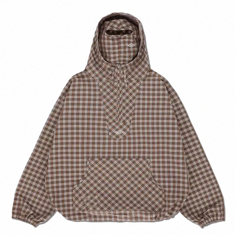 trendy Autumn/Winter Japanese Retro Half Open Collar Hoodie for Mens Mountain Youth Checkered Hoodie 250808 78Ns#