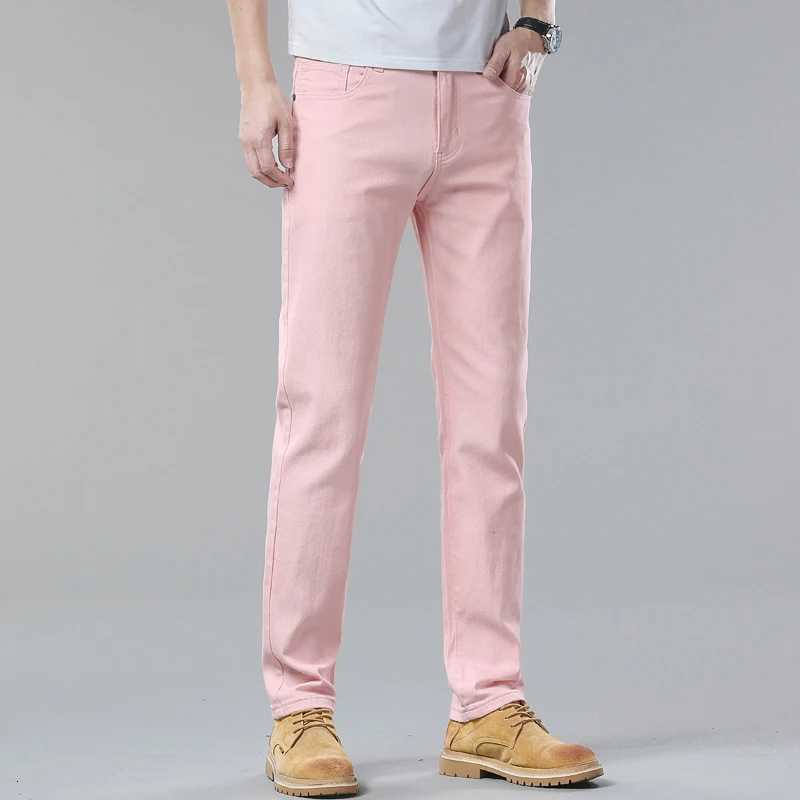 White Jeans Mens Fashion Straight Elastic Cotton Denim Pants Spring Autumn Allmatch Business Casual Trousers Male Clothes W250905