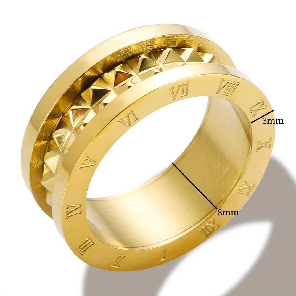 Stainl Steel Ran Numerals Ring for Men Wen Tren Pointy Rivet Triangle Hand Rings Gold Color Waterproof Delivery Jewelry S250905