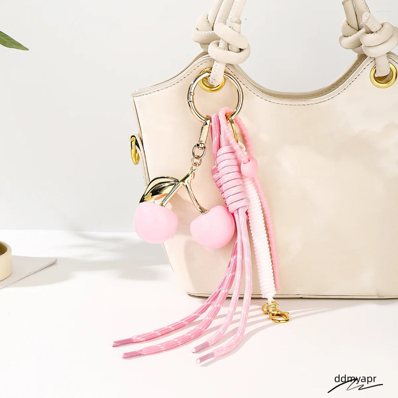 Keychains In Pink Cherry Bag Charm Ddmydec Braided Rope Woman Fashionable For Bags Pendant Accessories Gift Ddmydec Ddmydec