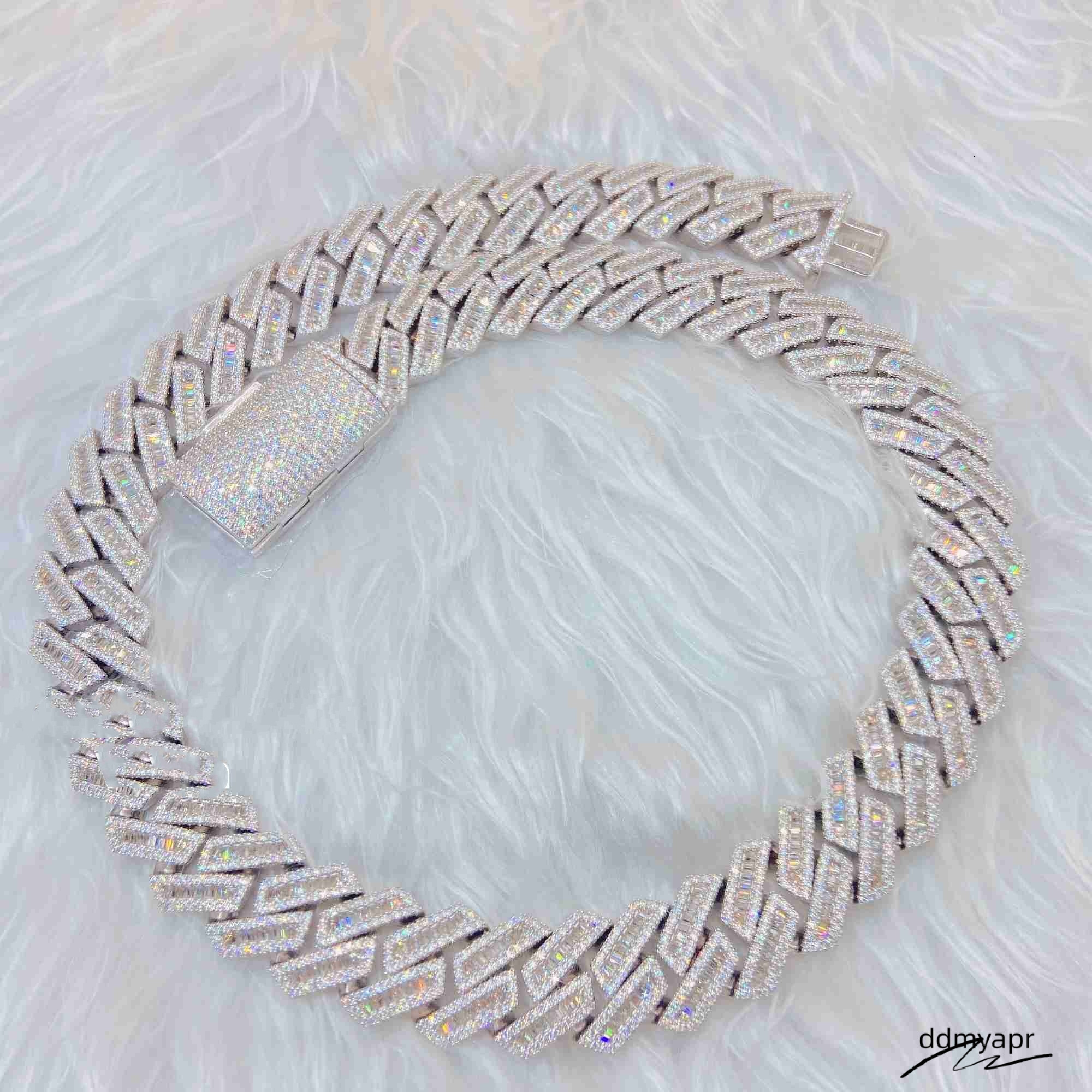 Moissanite Iced Out Cuban K Chain Hip Hop Fine Jewelry Baguette Dia ddmydec Men Necklace Sterg Sier Fully Vvs Moissanite Designer Jewelry ddmydec