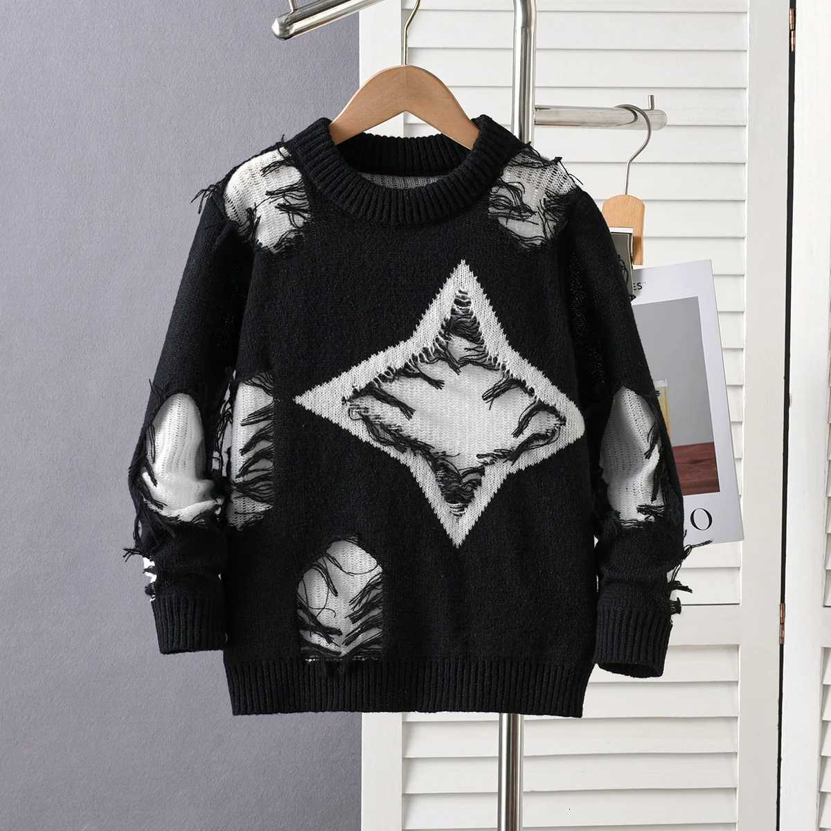 street style star sweater knitted pullover suitable for daily leisure in spring autumn and winter Z250905