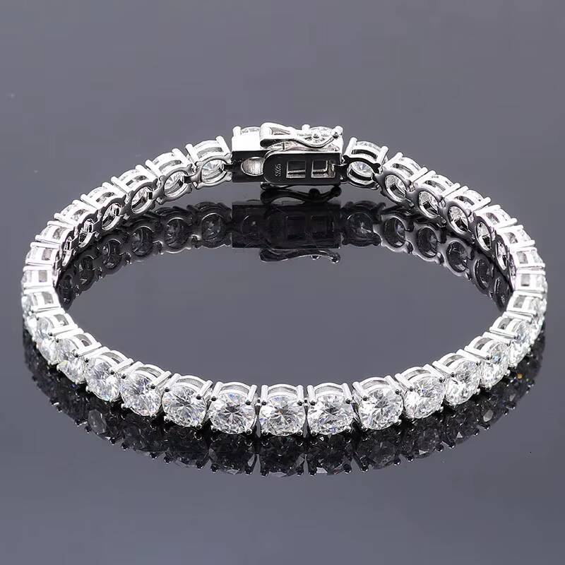 Iced Out Jewely Custom 14K Real Yellow Gold White Gold Rose Gold VVS Moissanite Diamond Tennis Charms Bracelets