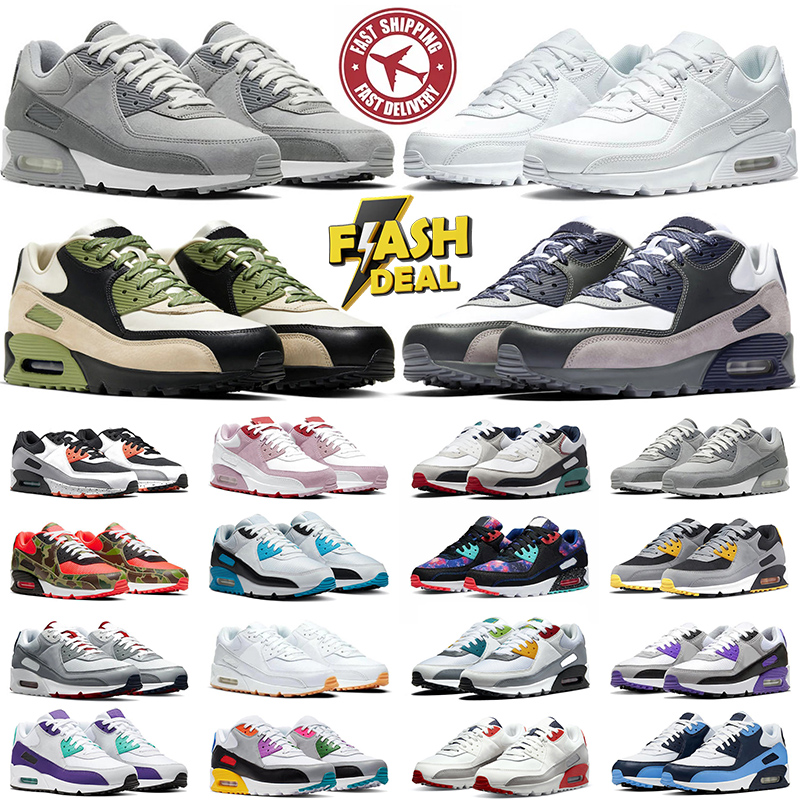 designer shoes for men women running sneaker 90 90s Cargo Khaki Desert Triple Black Fuchsia red White Midnight Navy Wolf Grey outdoor sports mens trainers sneakers