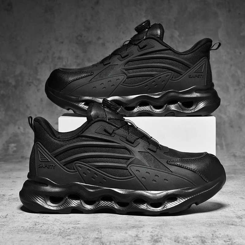 Rotating Button New Safety Shoes Men Antismash Antipuncture Work Shoes Fashion Men Sport Shoes Security Protective Boots Men Z250905
