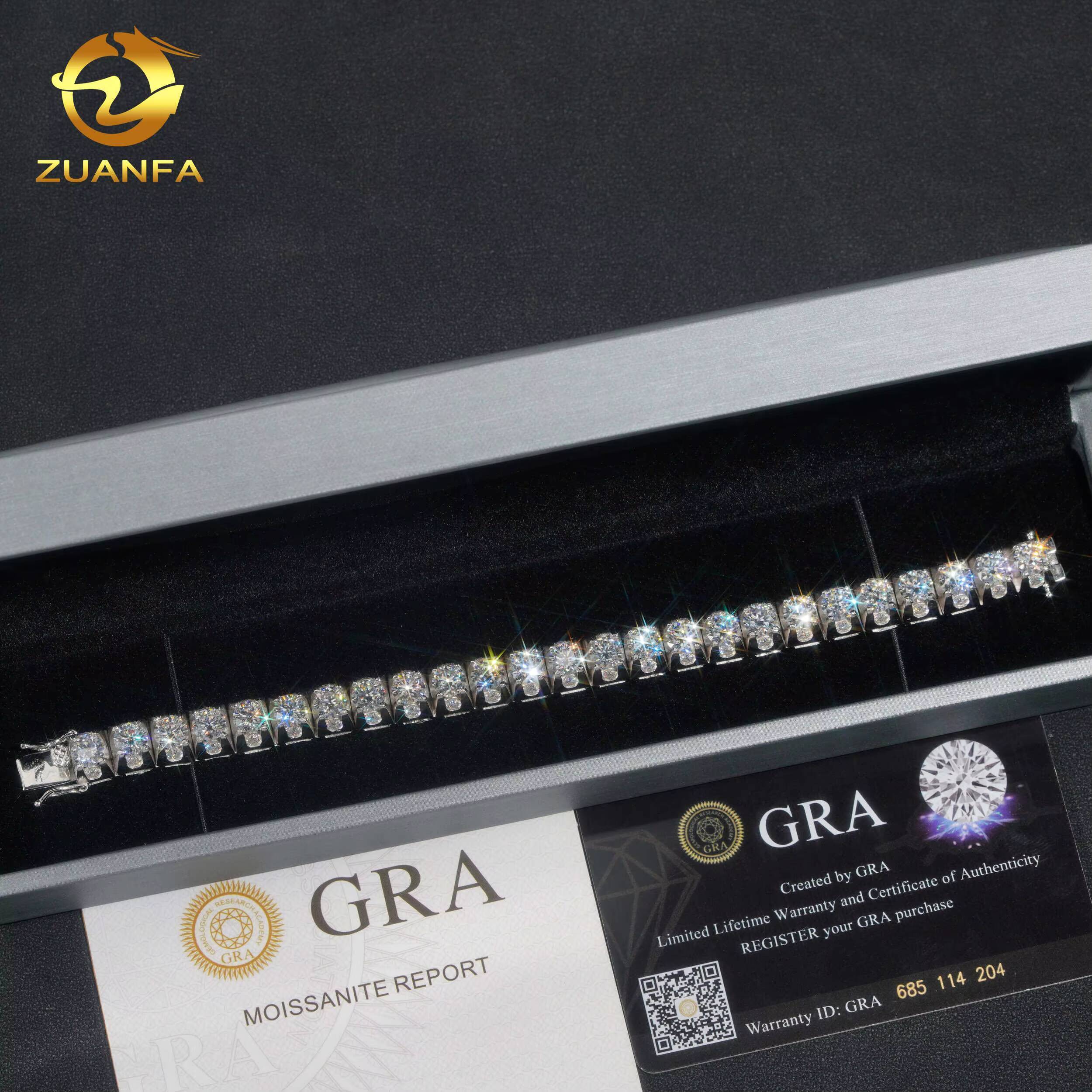 Ready to Ship Christmas Gift Men Fashion Unique Design Sterling Silver 925 65MM Side Iced Tennis Bracelet Diamond Moissanite