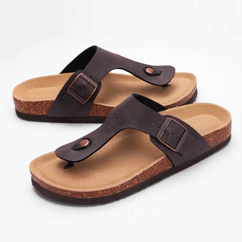 Shevalues Summer Cork Slippers For Men Soft Sole Home Slides With Arch Support Flat Flip Flops Mens Cozy Casual Bedroom Sandals W250905