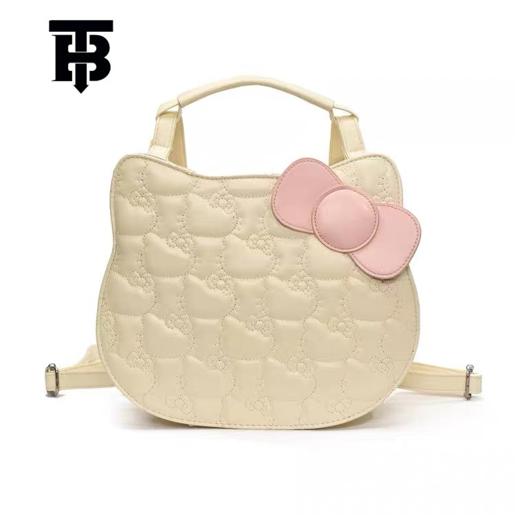 TB BHULAMTE Designer Bag Korean Style Luxury Bag Sweet Cute Kitty Cat Backpack Cartoon Bow Simple Fashionable Textured Student School Bag For Girls