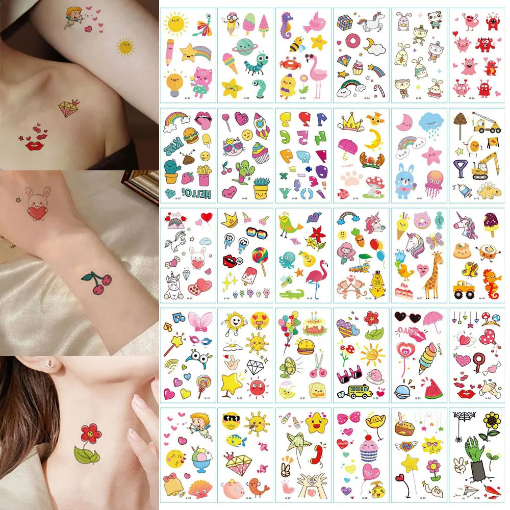 30pcs Small Cute Tattoo Stickers for Hand Fingers Disposable Cartoon Star Sun Pattern Temporary Tattoos 250825